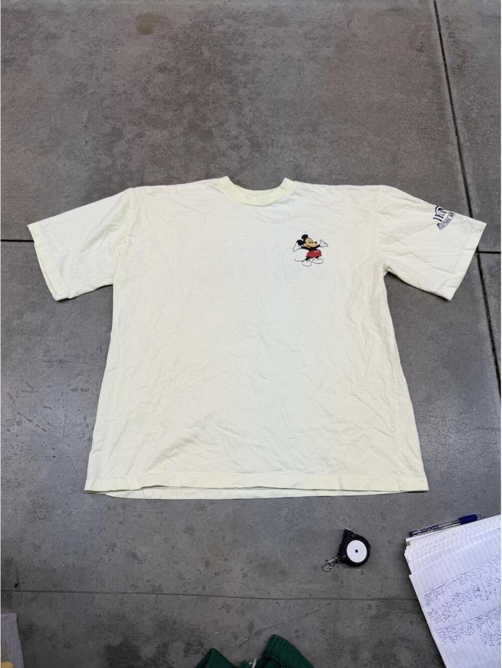 vintage mickey mouse clothing beige shirt size xl HAS STAINS